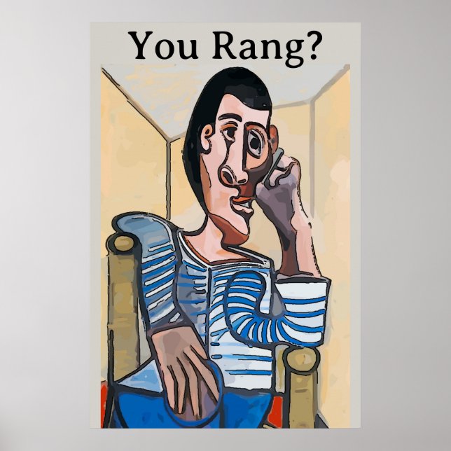 Abstract Man on Cell Phone, edit text Poster (Front)