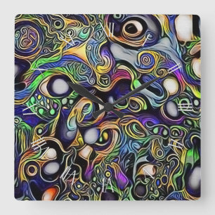 Abstract man portrait square wall clock