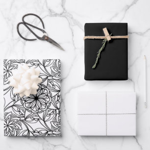 Abstract Mandala Colouring Black White Wrapping Paper Sheet