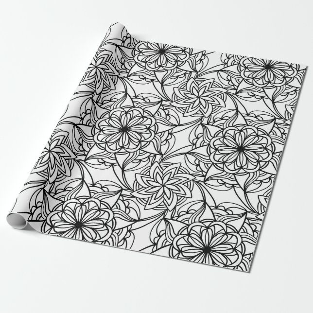 Abstract Mandala Colouring Name Ready to Colour Wr Wrapping Paper (Unrolled)