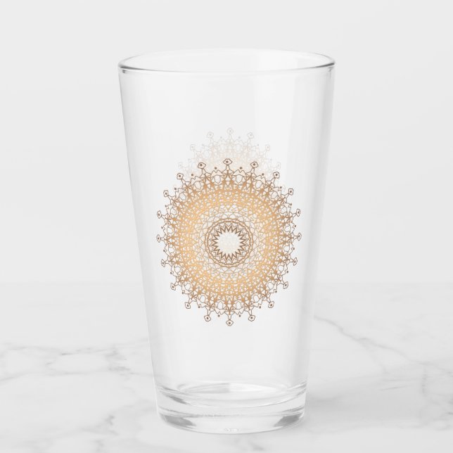 Abstract mandala east asian lace round ornamental glass (Front)