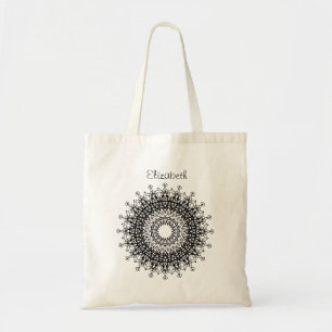 Abstract mandala east asian lace round ornamental tote bag