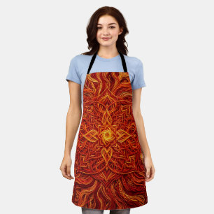 Abstract Mandala Fire Red Apron