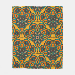Abstract mandala fish scale seamless pattern. Orna Fleece Blanket