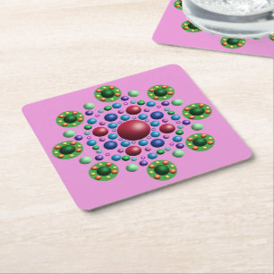 Abstract Mandala Flower Coaster