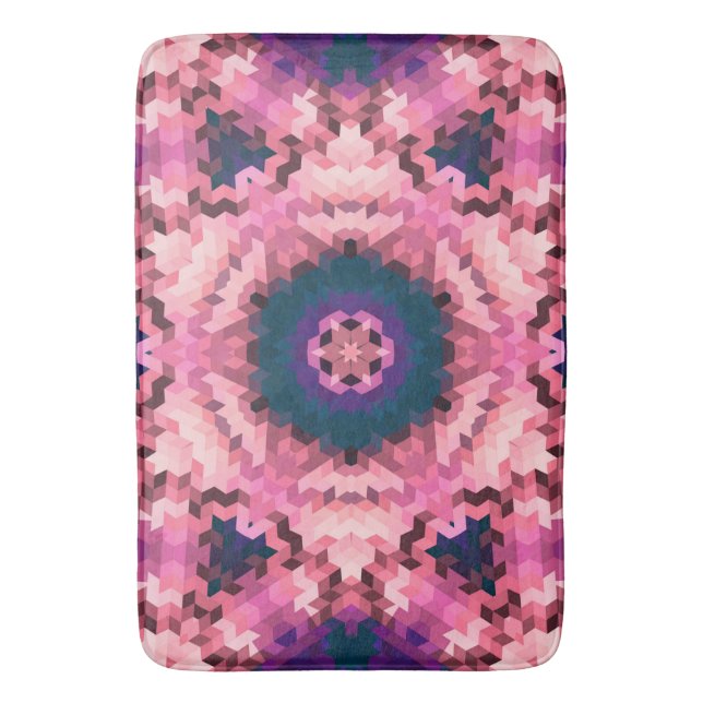 Abstract mandala kaleidoscope round circle shapes bath mat (Front Vertical)