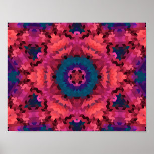 Abstract mandala kaleidoscope round circle shapes poster