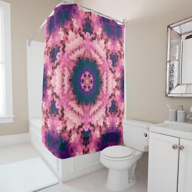 Abstract mandala kaleidoscope round circle shapes shower curtain (In Situ)