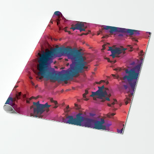 Abstract mandala kaleidoscope round circle shapes wrapping paper