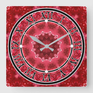Abstract , mandala , kaleidoscope square wall clock