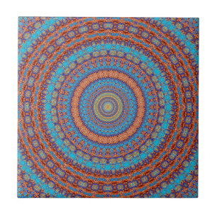Abstract mandala round seamless pattern kaleidosco ceramic tile