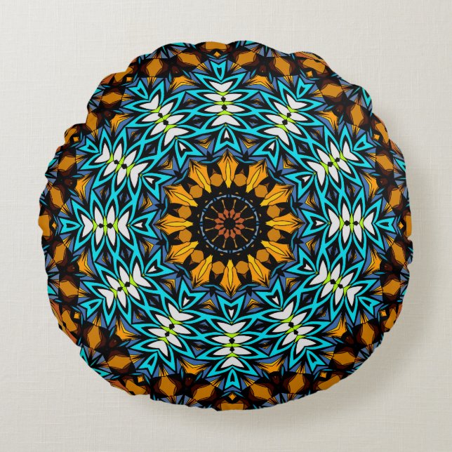 Abstract mandala round spring summer fresh bandann round cushion (Front)