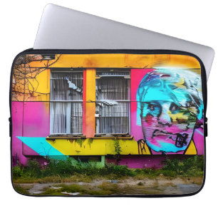 Abstract Man's Face Abandoned Building Graffiti Laptop Sleeve