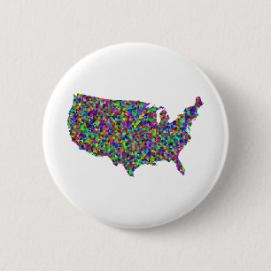 Abstract Map of America 6 Cm Round Badge