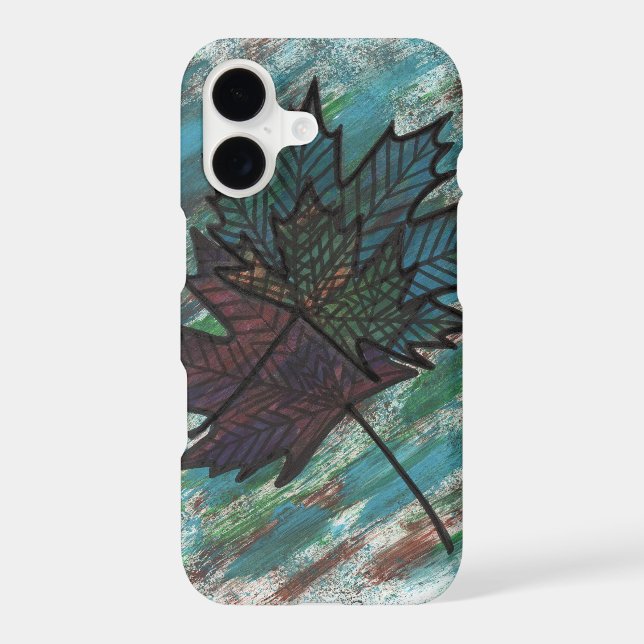 Abstract Maple Leaf Line Art Botanical Graphic iPh (Back)