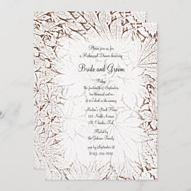 Abstract Maple Leaves Rehearsal Dinner Invitation (Front/Back)
