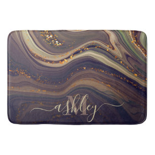 Abstract Marble and Glitter Bath Mat