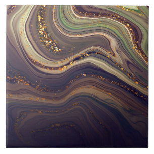 Abstract Marble and Glitter Ceramic Tile