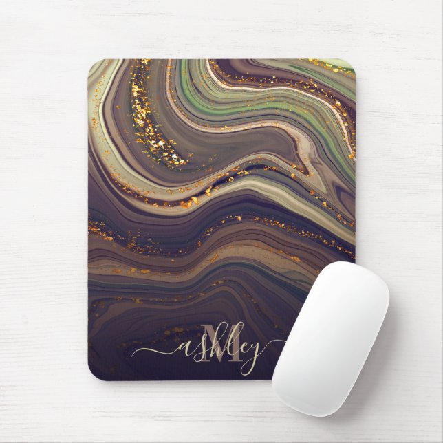 Abstract Marble and Glitter Mouse Pad (With Mouse)