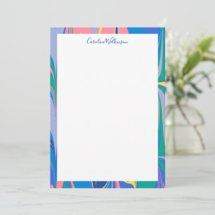 Abstract Marble Art in Bright Blue Personalised Card