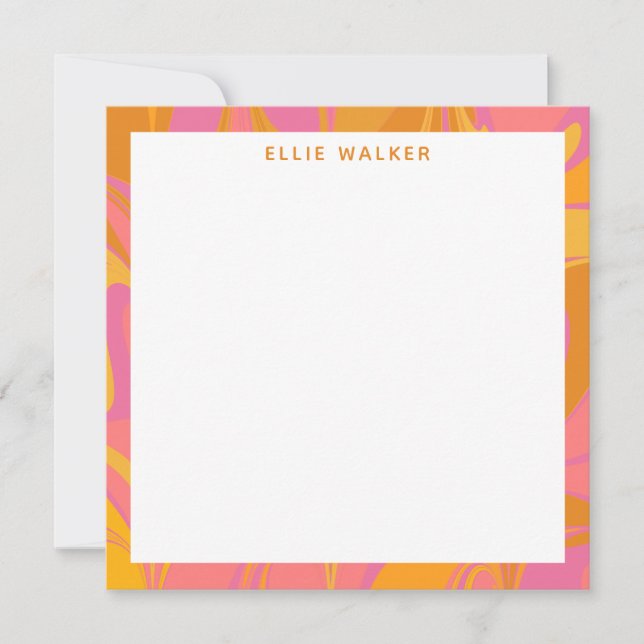 Abstract Marble Art in Bright Yellow and Pink Card (Front)