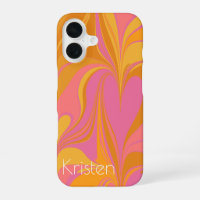 Abstract Marble Art in Bright Yellow and Pink