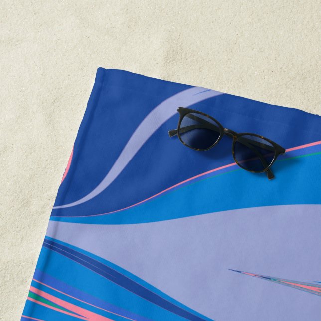 Abstract Marble Art in Colourful Bright Blue Beach Towel (In Situ)