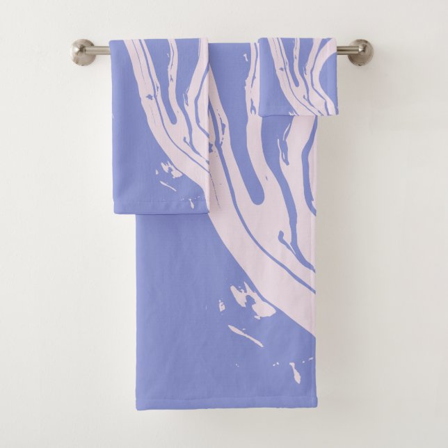 Abstract Marble Art in Lavender Purple and Pink Bath Towel Set (Insitu)