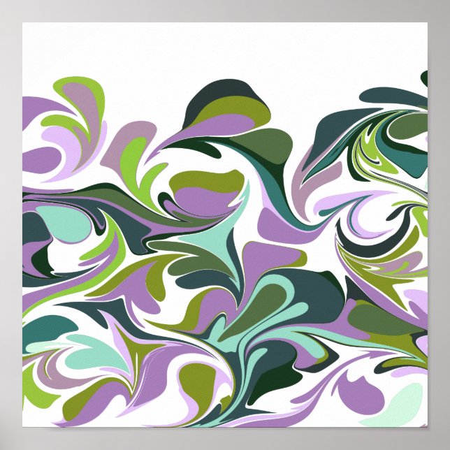 Abstract Marble Art Purple and Green Poster (Front)