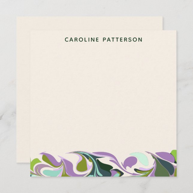 Abstract Marble Art Purple Green Personalised Card (Front/Back)