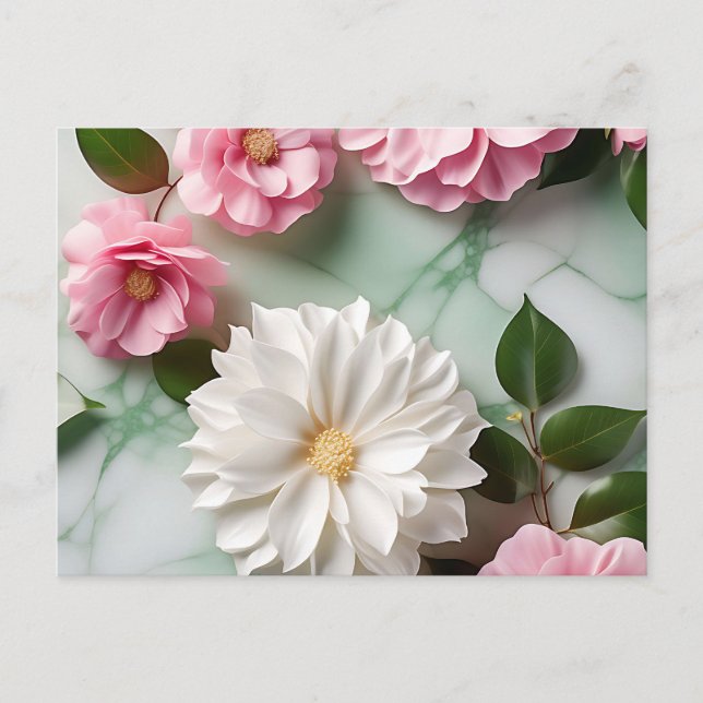Abstract Marble Art with Botanical Postcard (Front)