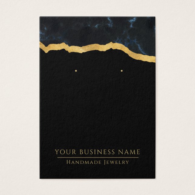 Abstract Marble Black Gold Earring Display Cards (Front)