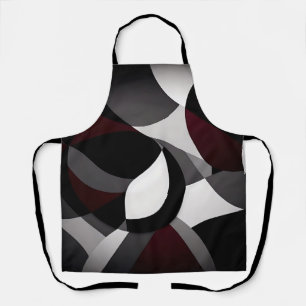 Abstract Marble Black White And Red Apron