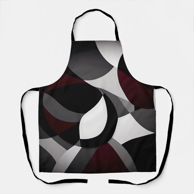 Abstract Marble  Black White And Red Apron (Front)