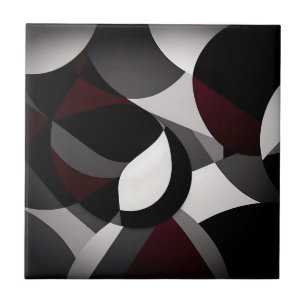 Abstract Marble Black White And Red Ceramic Tile