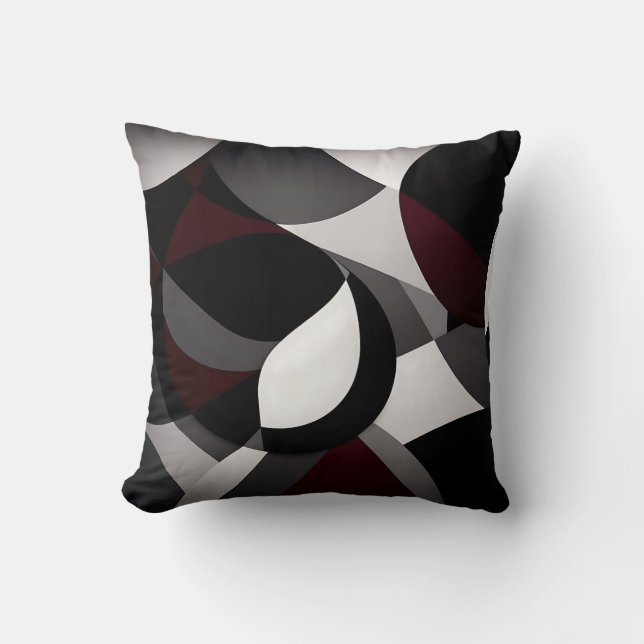 Abstract Marble  Black White And Red Cushion (Front)