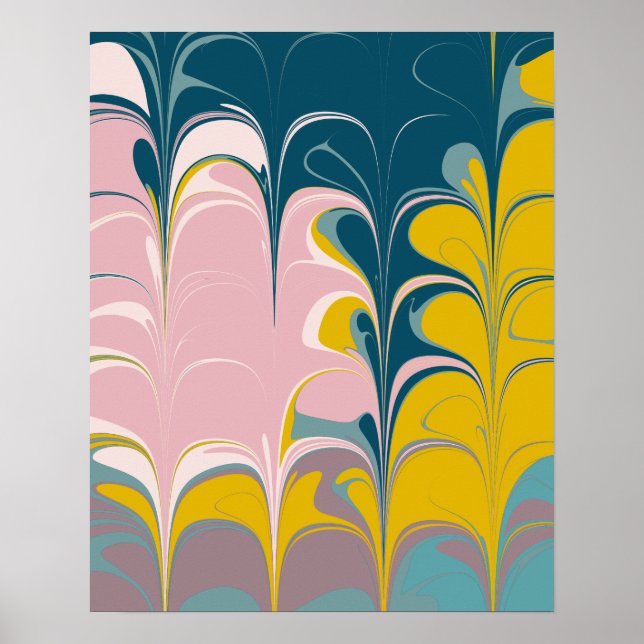 Abstract Marble Ebru Art Unique Colorful Design Poster (Front)