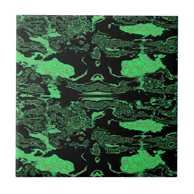 abstract marble green black ceramic tile (Front)