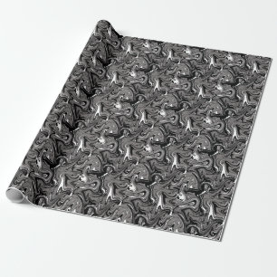 Abstract Marble illustration Black Wrapping Paper