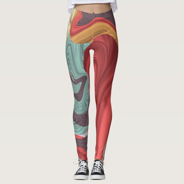 Abstract Marble illustration Colourful  Leggings (Front)