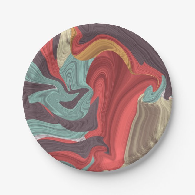 Abstract Marble illustration Colourful     Paper Plate (Front)