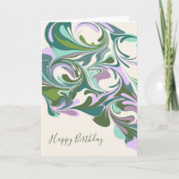 Abstract Marble in Purple and Green Birthday