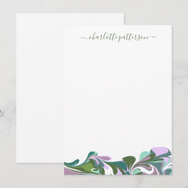 Abstract Marble in Purple and Green Personalised  Card (Front/Back)