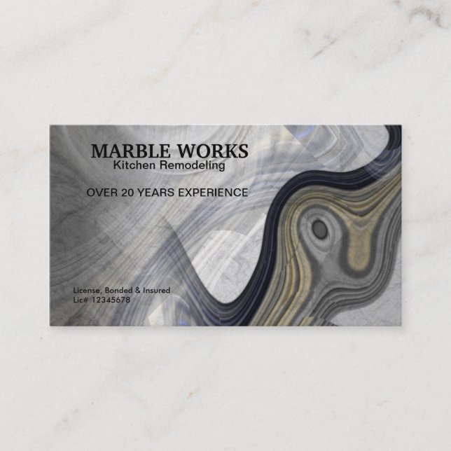 Abstract Marble Kitchen Remodeling Service Business Card (Front)