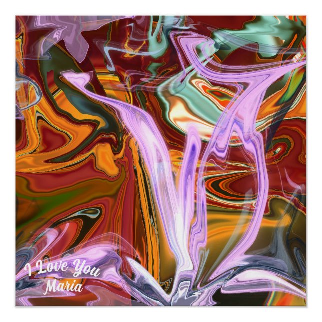 Abstract Marble  Liquified Colourful Glossy Poster (Front)