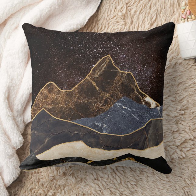 Abstract Marble Mountains Under Starry Sky Cushion (Blanket)