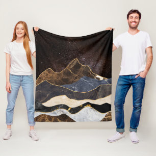 Abstract Marble Mountains Under Starry Sky Fleece Blanket