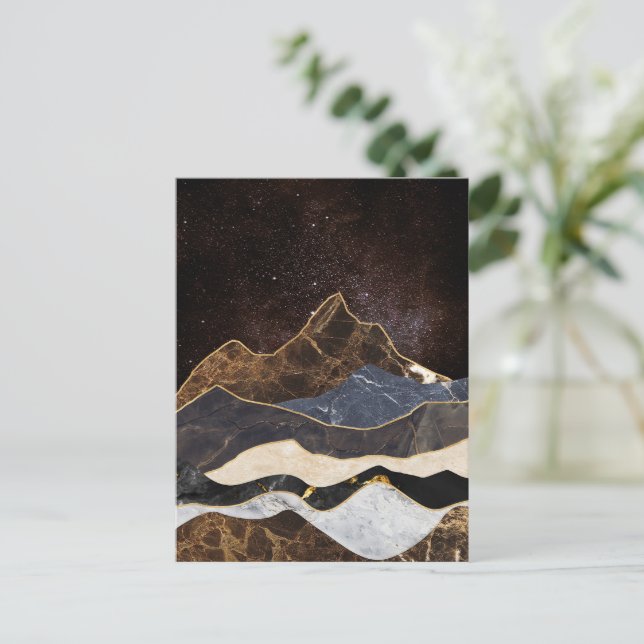Abstract Marble Mountains Under Starry Sky Postcard (Standing Front)