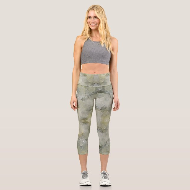 Abstract marble pattern capri leggings (Front)