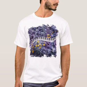 Abstract Marble Piano Keys Gold Notes Musician T-Shirt